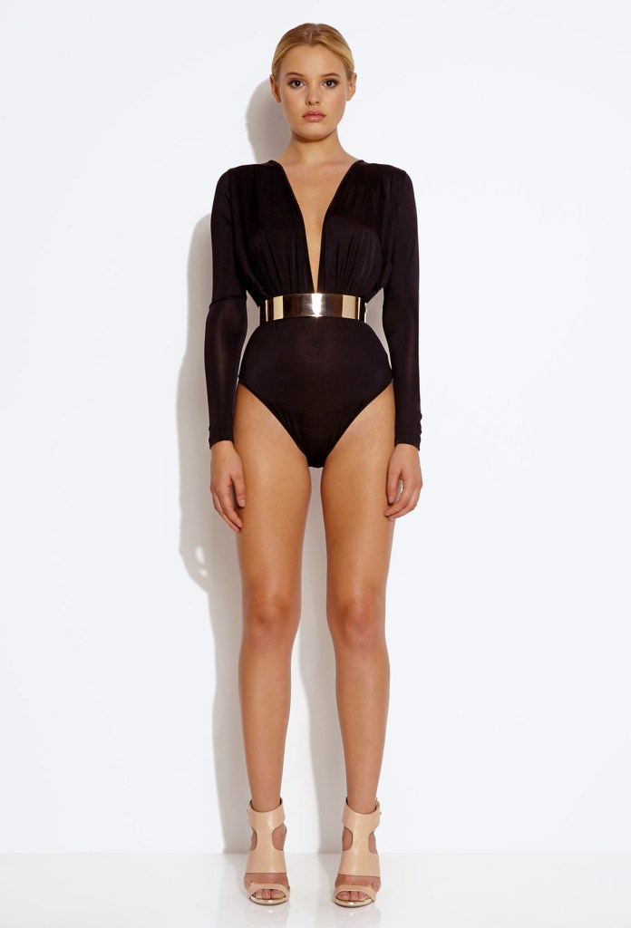CRAY RUCHED BODYSUIT - BLACK