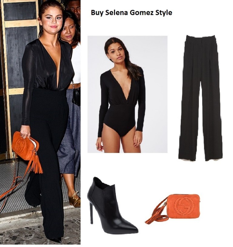 Selena Gomez black plunge top instagram