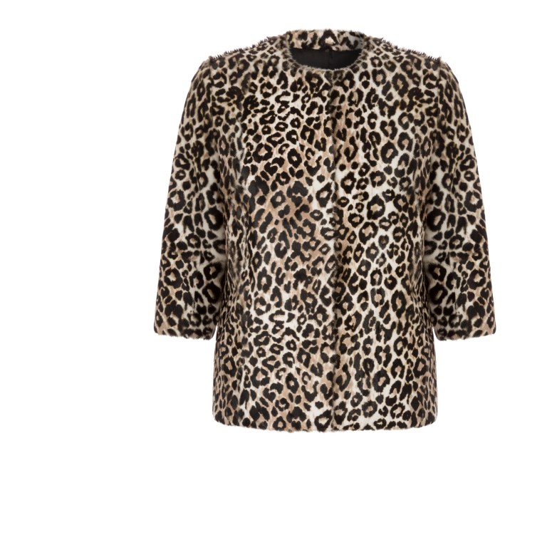 Maje Klimt Long Leopard Print Jacket