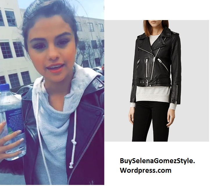 Selena Gomez black leather jacket instagram
