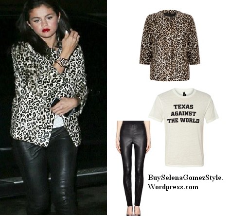 Selena Gomez leopard jacket leather pants instagram