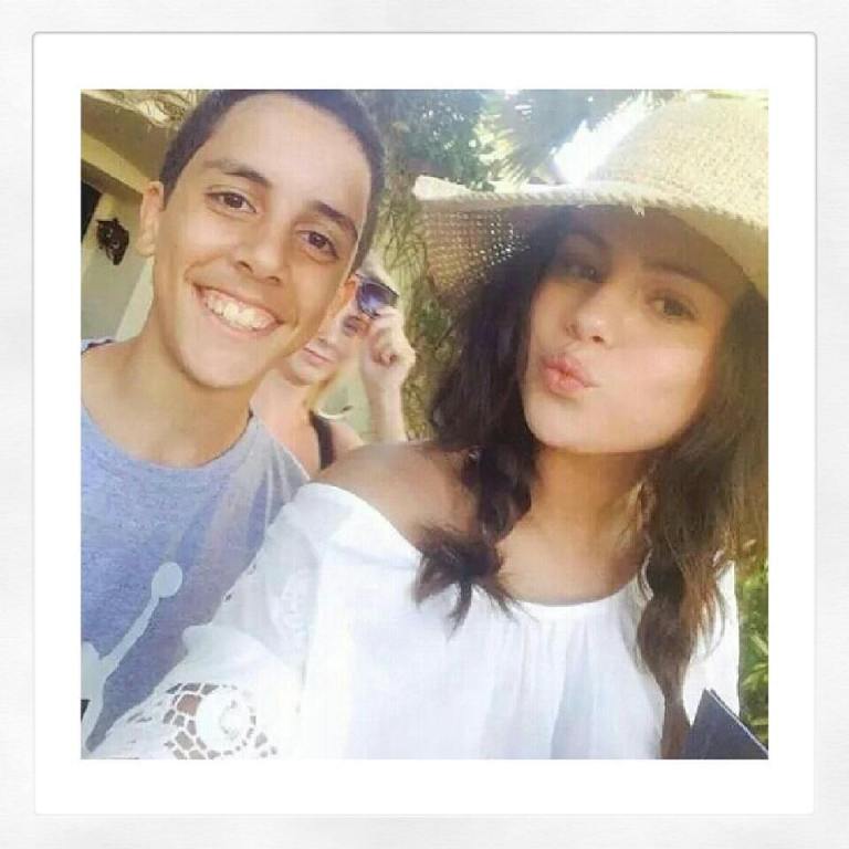 Selena Gomez white embroidered top