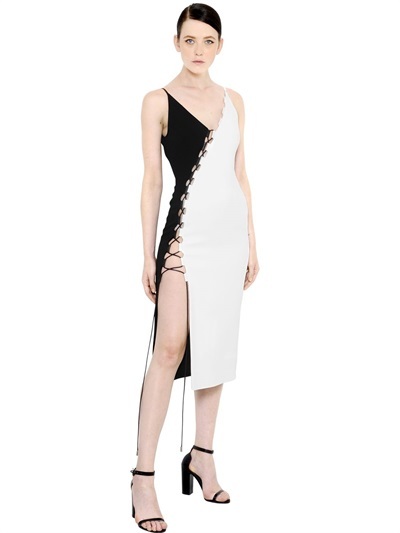 David Koma Two Tone Cady Lace-up dress