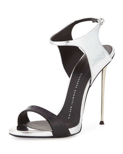 Giuseppe Zanotti Patent Metallic Ankle Wrap Sandals