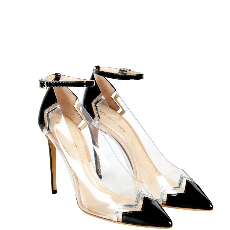 Nicholas Kirwood Black Mirage Ankle Strap Pump