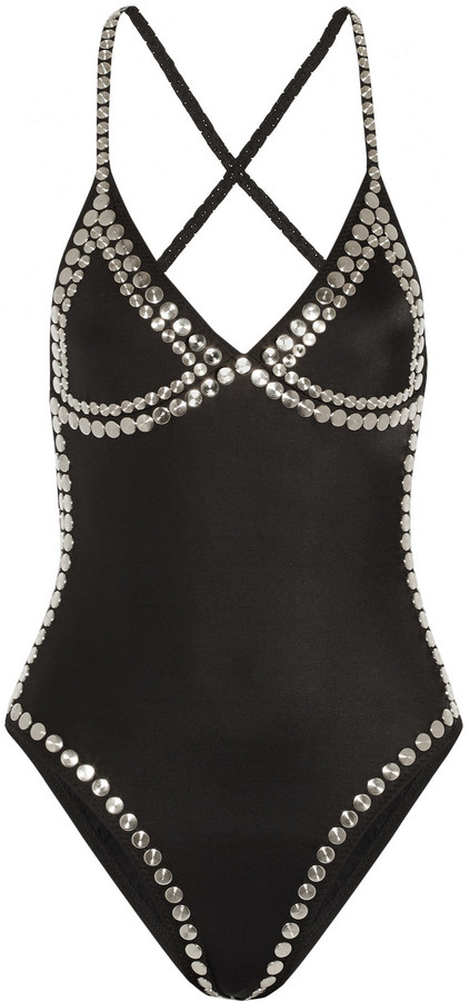 Norma Kamali Slip Mio Studded Swimsuit