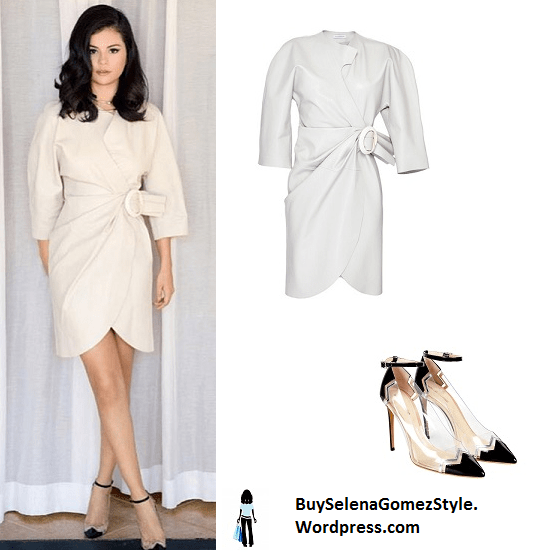 Selena Gomez white leather dress instagram