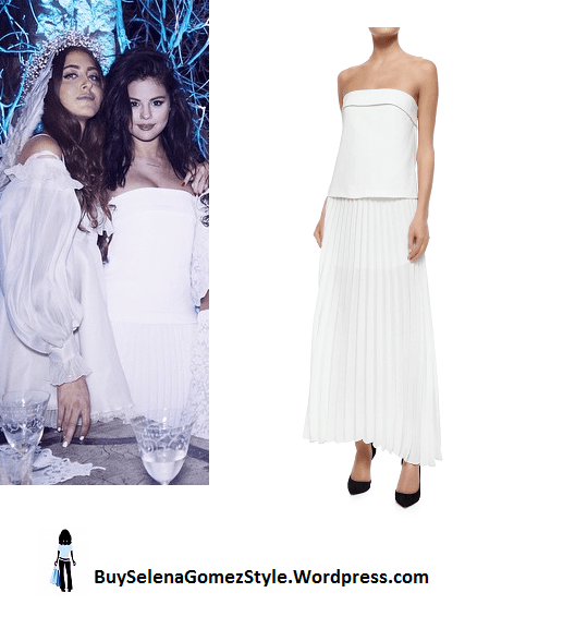 Selena Gomez white strapless dress instagram