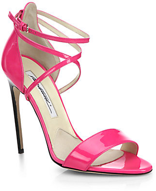 Brian Atwood 'Tamy' Criss Cross Patent Leather Strappy Sandals