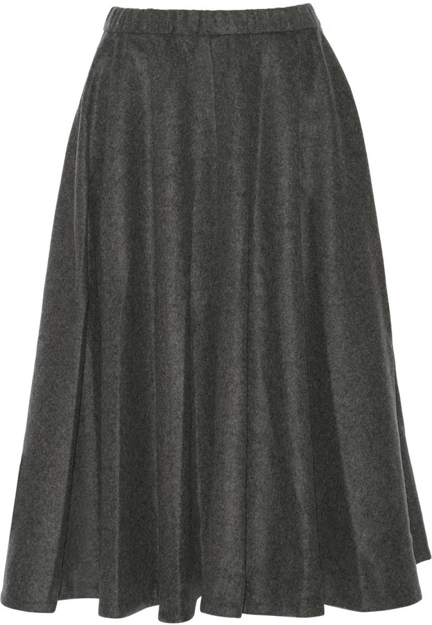 Co Wool-Blend flannel Midi Skirt