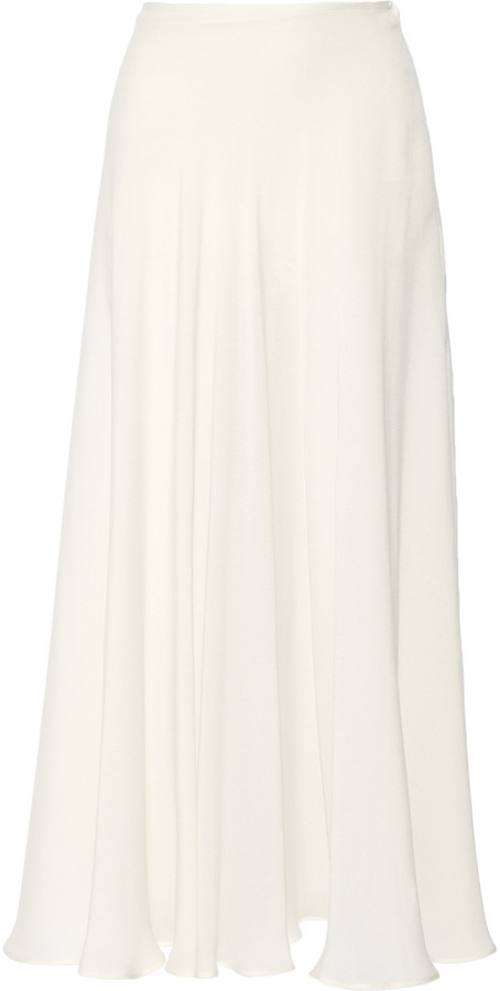 Elie Saab Silk-blend crepe maxi skirt