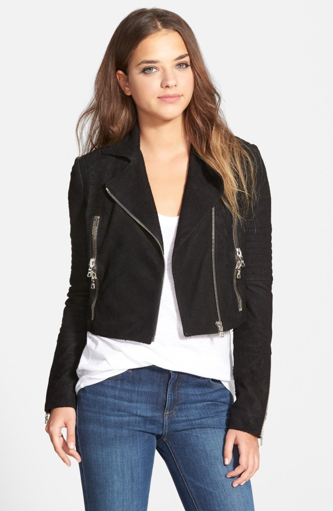 J Brand 'Aiah' Lambskin Suede Moto Jacket