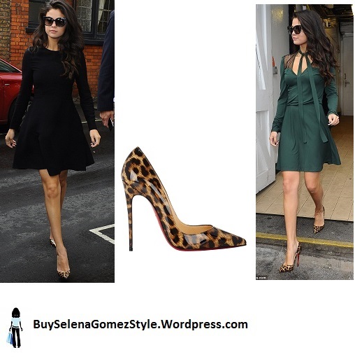 Selena Gomez black green dress animal print shoes instagram