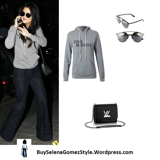 Selena Gomez grey hoodie jeans Paris instagram