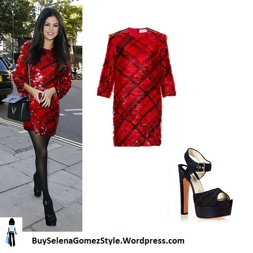 Selena Gomez red sequin dress London instagram