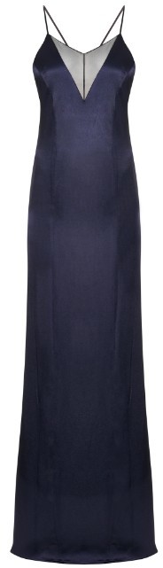 Galvan Mesh Panel Open Back Gown