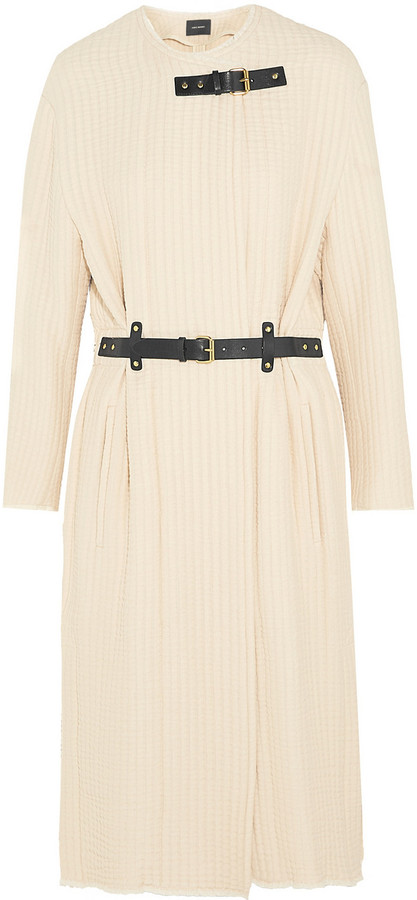 ISABEL MARANT GABIN LEATHER-TRIMMED QUILTED COTTON JACKET