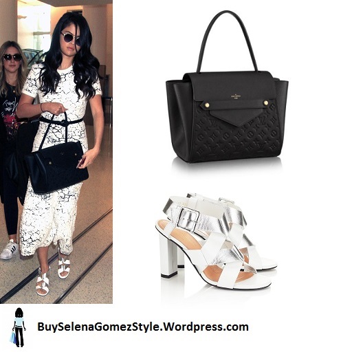 Selena Gomez black and white dress silver sandals instagram