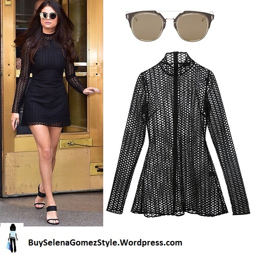 Selena Gomez black mesh lace dress NY instagram