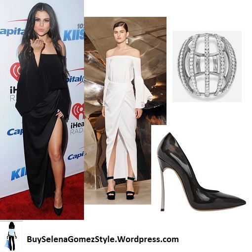 selena-gomez-black-off-the-shoulder-dress-jingle-ball-staples-center-instagram