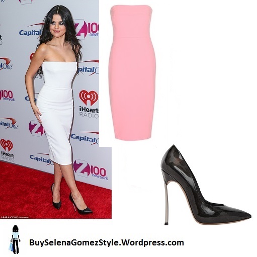 Selena Gomez white strapless dress Jingle Ball Ny instgram