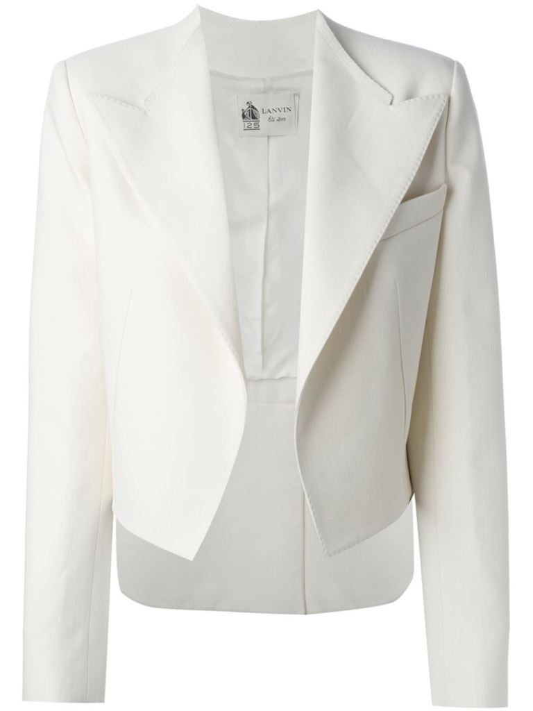 Lanvin off white silk blend cropped blazer