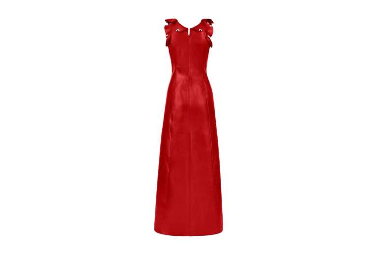 Louis vuiiton red lambskin dress back
