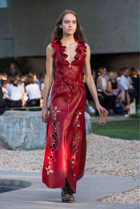 Louis vuiiton red leather dress Cruise 2016