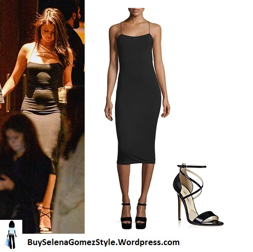 selena-gomez-black strappy sdress and sandals instagram