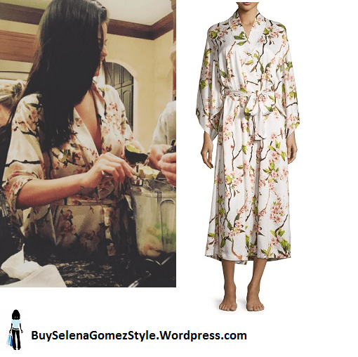 Selena Gomez pink blossom robe kitchen blender instagram
