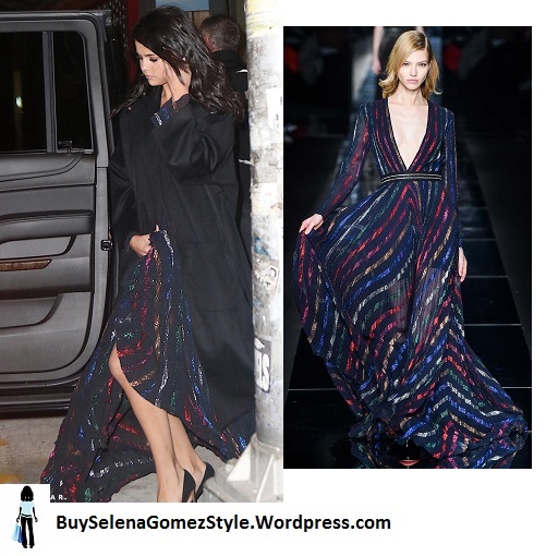 Selena-Gomez-rainbow striped maxi dress instagram