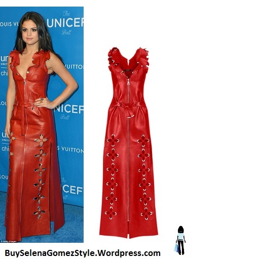 Selena Gomez red leather dress UNICEF Ball 2016 instagram