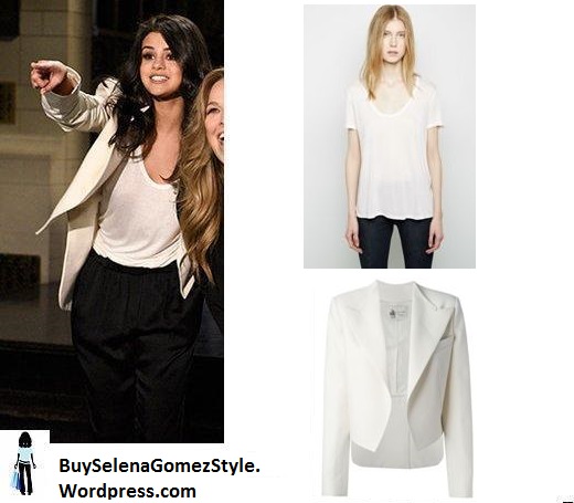 selena-gomez-white jacket and t-shirt Saturday Night Live 2016 instagram