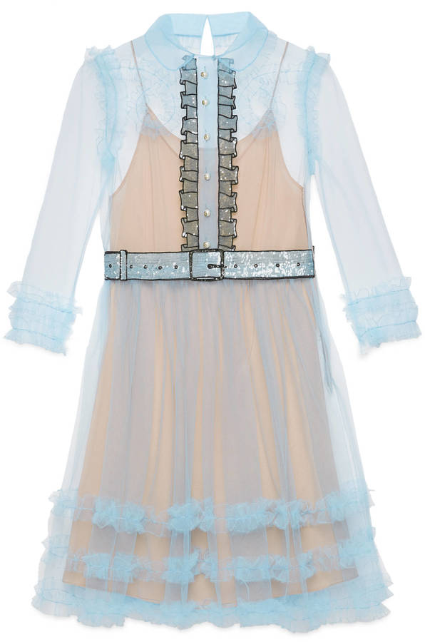 Gucci Tulle Organdy Embroidered Dress