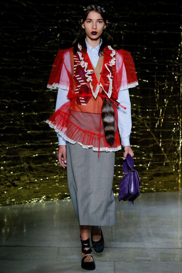 Miu Miu red chiffon top Spring 2016