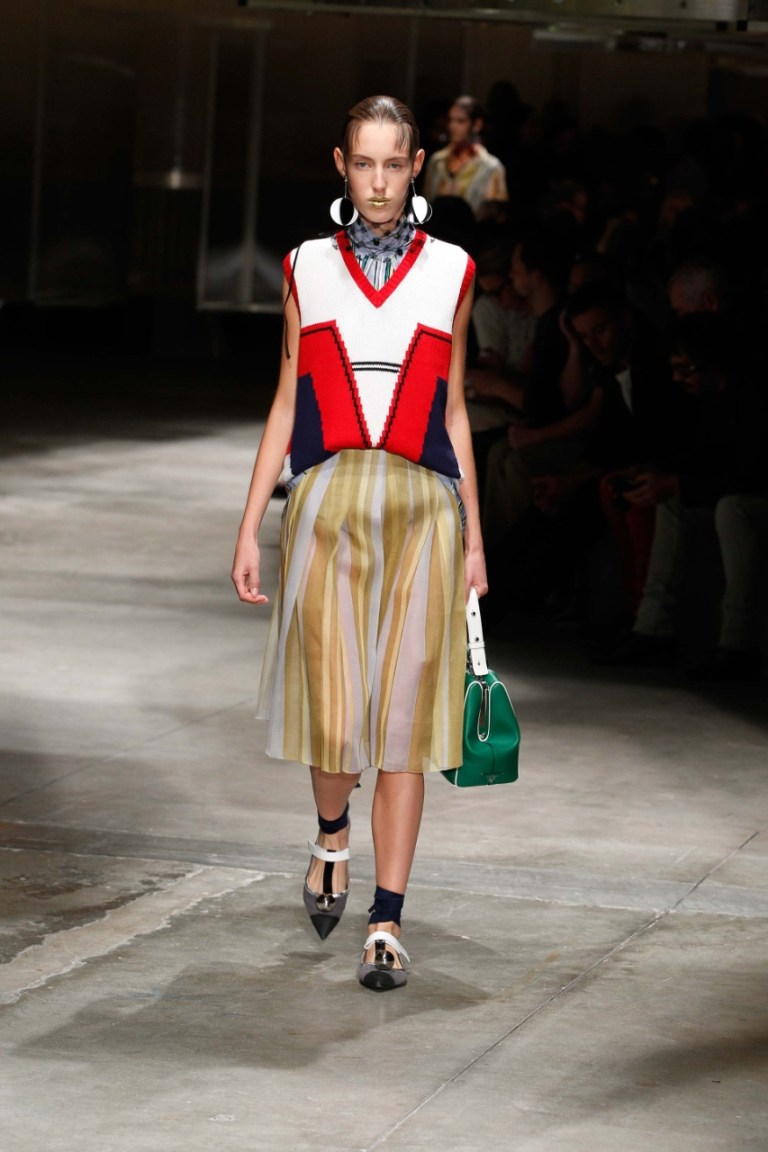 Prada ss 2016 red and white pullover