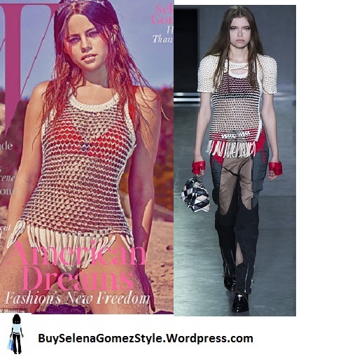 Selena Gomez white mesh top red and white bikini W magazine cover instagram