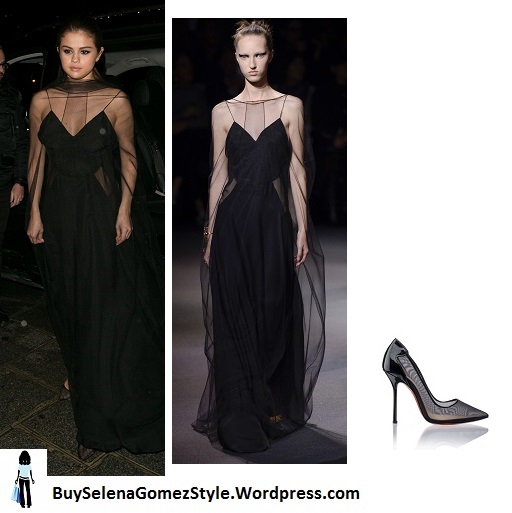 Selena Gomez black sheer tulle gown Paris 2016 instagram