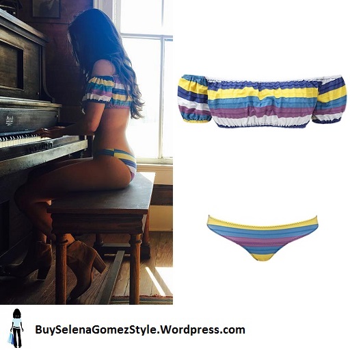 Selena Gomez rainbow striped bikini 2016 instagram