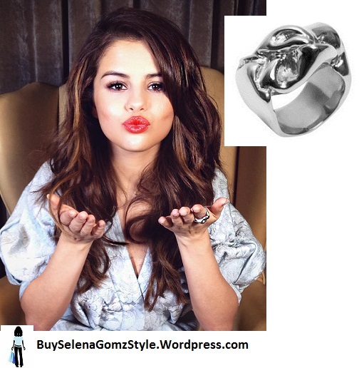 Selena gomez silver jacquard dress silver ring instagram