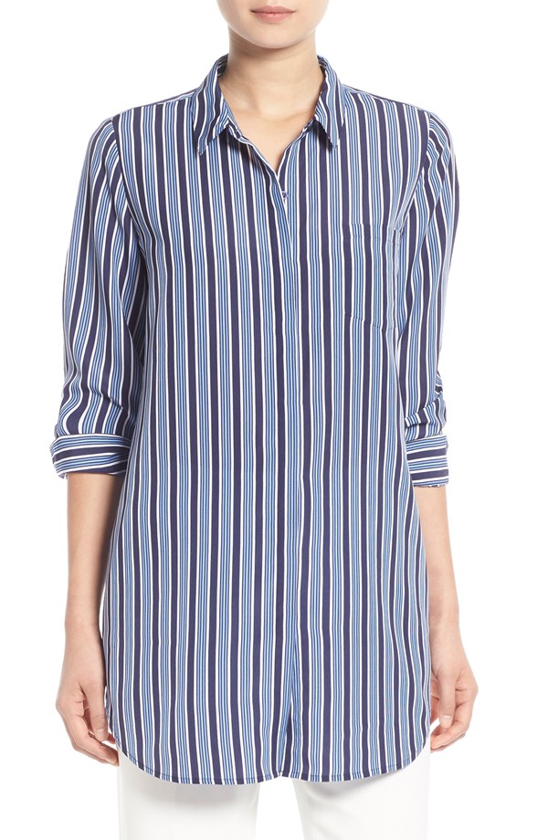 Trouvé Stripe Button Front Tunic Shirt