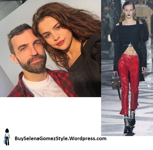 Selena Gomez black off the shoulder top  with Nicolas Ghesquiere photo instagram cropped