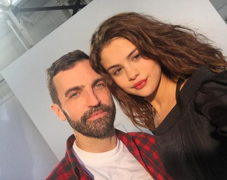 Selena Gomez black off the shoulder top  with Nicolas Ghesquiere photo instagram selena gomez