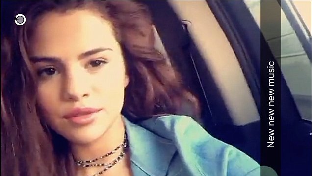 Selena Gomez double denim snapchat