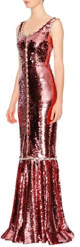 DOLCE &amp; GABBANA SLEEVELESS PAILLETTES MERMAID GOWN, ROSE GOLD