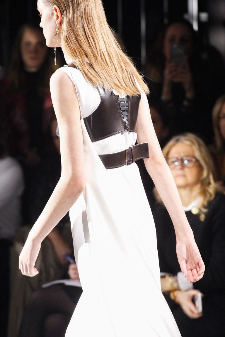 Louis Vuiton Fall 2016 white dress black corset back view