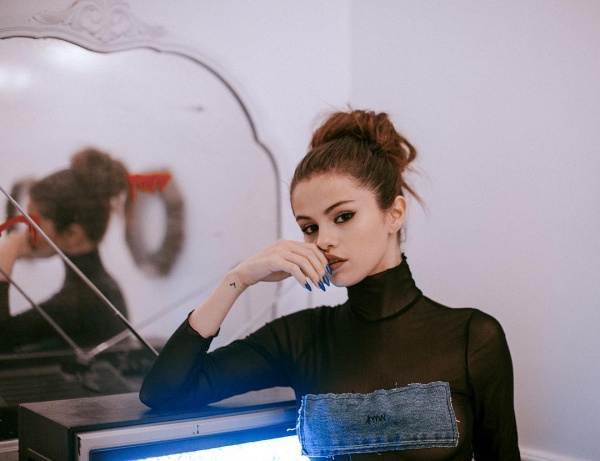 Selena Gomez black and denim top photo instagram revivaltour 2