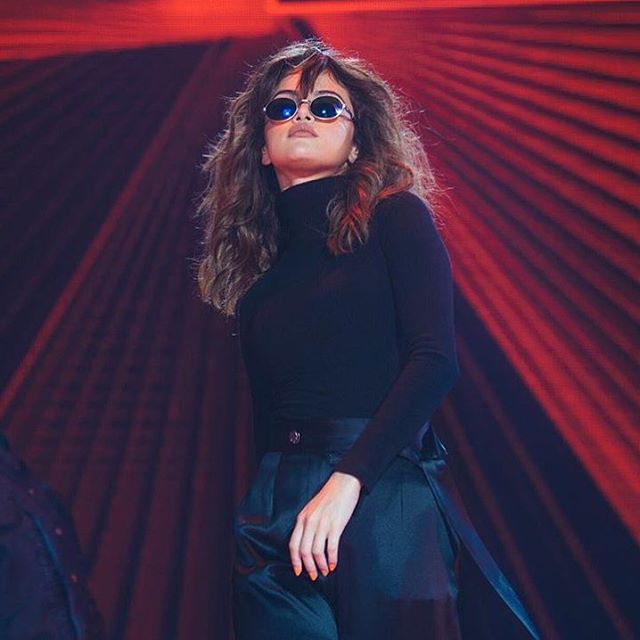 Selena Gomez black polo neck black trousers Revival Tour Malaysia photo chris classen