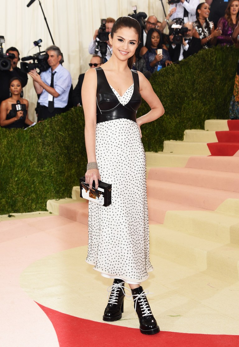 Selena-Gomez-Costume-Institute-Gala-Met-gala-2016-billboard-black and white dress photo Jamie McCartjy Filmmagic