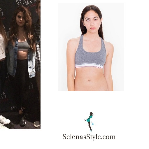 Selena Gomez grey sports bra Montreal Revival Tour May 2016 cropped